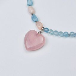 Колье из Аквамарина, Морганита и Розового кварца 42 см +