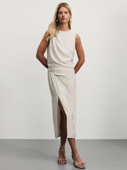 Юбка миди с разрезом и пряжкой из вискозы / Zarina