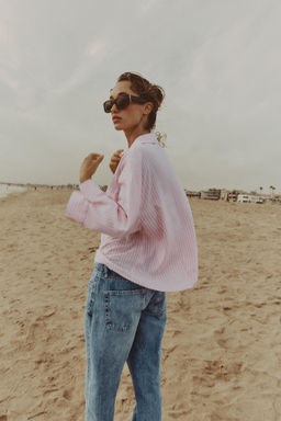 CAMISA FLUIDA CON LINO / Rosa / Blanco - Zara фото 14