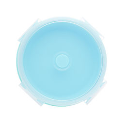 Ланчбокс складной герметичный круглый, 1200 мл, диаметр 18 см, высота 8 см, в сложенном виде высота 2,5 см, силиконовый, с пластиковой крышкой, с отвестием вентиляции и силиконовой заглушкой, мятный - Devente фото 4