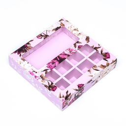 Цена за 5 шт. Коробка для 8 конфет шоколад, с окном, Розы 17.7?17.8?3.8 см Кондитерская упаковка