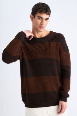 Oversize Genis Kal?p Bisiklet Yaka Triko Kazak