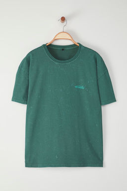 Trendyolmilla Man Yesil Oversize/Genis Kesim Eskitme/Soluk Efekt Galaksi Bask?l? T-Shirt TMNSS25TS00076  фото 6