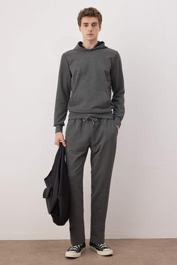 Antrasit Regular/Normal Kesim Kapusonlu Dokulu Sweatshirt TMNAW26SW00068