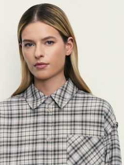 Рубашка в клетку с необработанным краем / Zarina фото 6