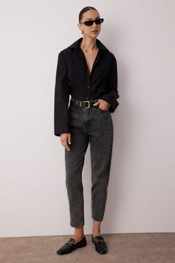 Siyah Yuksek Bel Mom Jeans TWOSS23JE00067