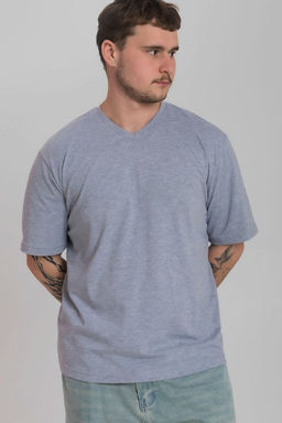 Футболка из кулирки с коротким рукавом и V-образной горловиной М125119с серый - Елена фото 4