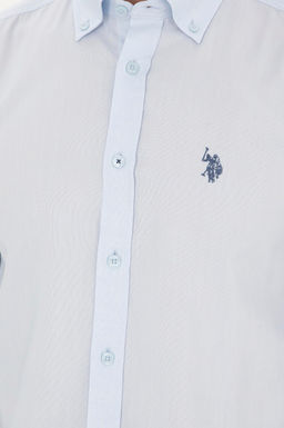 Мужская голубая базовая рубашка с длинным рукавом - U.s. polo assn фото 7