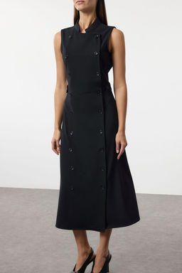 TRENDYOLMILLA Lacivert Duz Midi Dokuma Elbise TWOAW24EL00422 фото 4