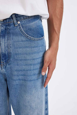 Широкий мешковатый крой, широкий узор, нормальная талия, широкие джинсовые брюки - Defacto фото 8