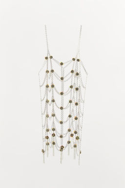 METALLIC DRESS WITH BEADS AND FLOWERS - Zara фото 4