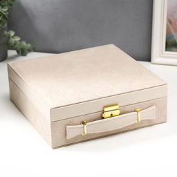 Шкатулка для украшений и часов 3 отделения «Клетка. Беж чемодан», искусственная кожа, 9×26×26 см