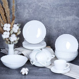 Столовый набор 25 предметов с чайным набором 250 мл / 13/7578+GRAY-GB220/GD55-6A(WHITE) /уп 2/ цветная коробка - ГалеонТрейд фото 2