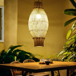 Светильник потолочный из ротанга «Сухарто», 1×120 Вт, Е27, 25×25×60 см