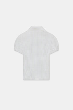 CAMISA CUADROS POPEL?N EL?STICO / Verde / Crudo - Zara фото 4