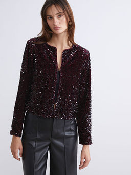 Bisiklet Yaka Pul Payetli Kad?n Ceket