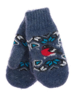 Варежки детские круговые "Снегирь и орнамент" 0308-4