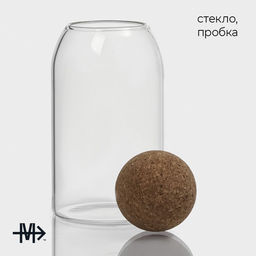 Банки для сыпучих Magistro Эко, 3 предмета: 450/700/1000 мл, с пробковой крышкой, стекло, прозрачные  фото 2