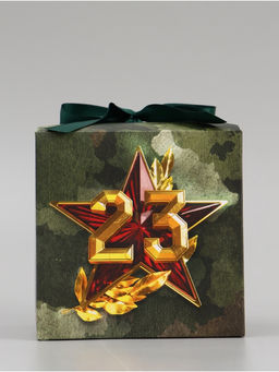 Цена за 3 шт. Коробка подарочная складная, упаковка, «23 февраля», 12×12×12 см