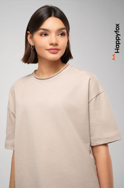 Женская футболка оверсайз из футера двухнитки Happyfox
