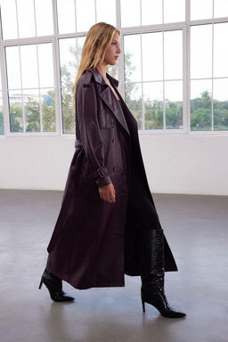 Limited Edition Bordo Kemerli Oversize Trenckot TWOAW25TR00003 - Trendyolmilla фото 3