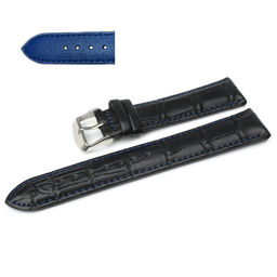 Ремешок для часов натуральная кожа черный C6-20black-blue