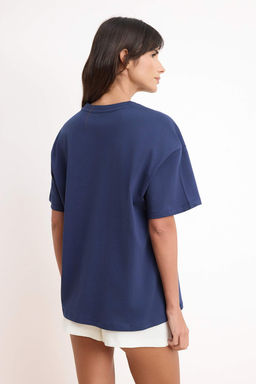 TRENDYOLMILLA K?rm?z? %100 Suprem Bask?l? Oversize/Rahat Kesim Orme T-Shirt TWOSS24TS00123  фото 16