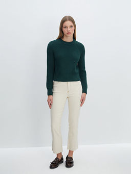 Bisiklet Yaka D?z Uzun Kollu Kad?n Triko Kazak