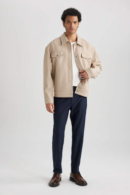 Пальто Relax Fit с воротником-поло на хлопковой подкладке - Defacto фото 6