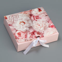 Коробка складная двухсторонняя Пионы, 20 х 18 х 5 см