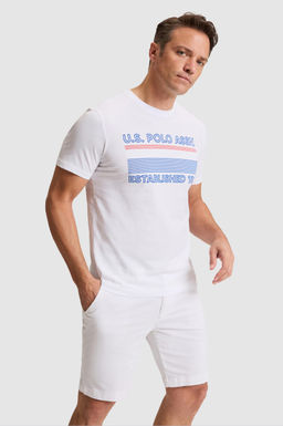 Erkek Beyaz Regular Fit Bisiklet YakaTi__rt