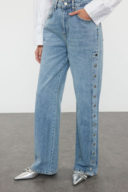 More Sustainable Mavi Aksesuar Detayl? Yuksek Bel Wide Leg Jeans TWOAW25JE00028 - Trendyolmilla фото 3