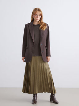 Beli Lastikli Saten Pileli Etek