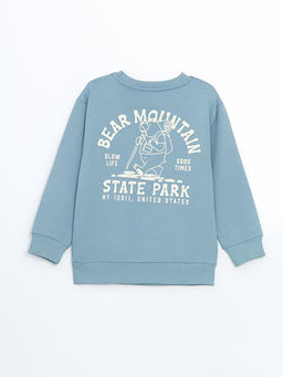 Bisiklet Yaka Bask?l? Erkek ?ocuk Sweatshirt