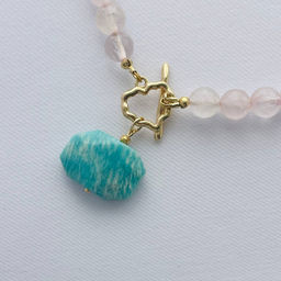 Колье из Амазонита и Розового кварца