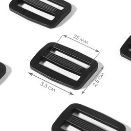 Цена за 5 шт. Пряжка регулирующая, двухщелевая, внутренняя ширина - 25 мм, толщина - 4 мм, 10 шт, цвет чёрный