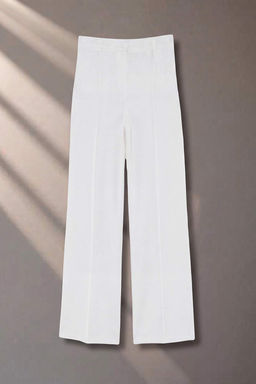 Beyaz Nerv_r Detayl_ Wide Leg/Geni_ Pa_a Pantolon TWOSS26PL00247