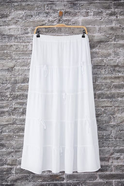Trendyolmilla Beyaz Fiyonk Detayl? A -line Kal?p Volanl? Maxi Boy Etek TWOSS25ET00090  фото 5