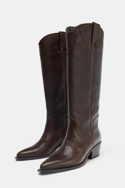 LEATHER KNEE-HIGH BOOTS - Zara фото 26