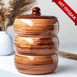 Набор для холодца Борисовская керамика «Стандарт», 3 шт., 900 мл, 16.5×23 см, коричневый