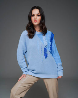 Авторский вязанный джемпер с БАХРОМОЙ 100% ХЛОПОК