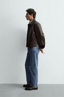 CAZADORA CROPPED FIT PIEL LIMITED EDITION / Marr?n - Zara фото 4