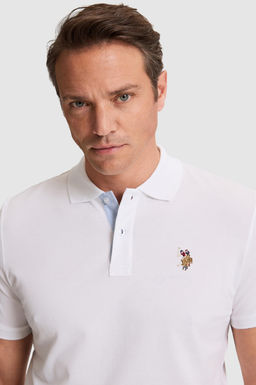 Erkek Beyaz Regular Fit Polo Yaka Basic Ti__rt