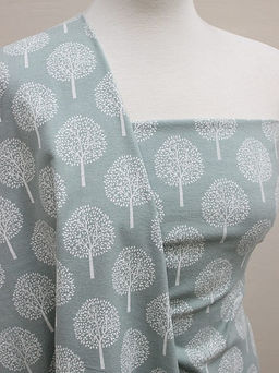 Теплый хлопок Белые деревья на св.винтажной мяте, ш.1.45м, хлопок-100%, 150гр/м.кв - Купава фото 5