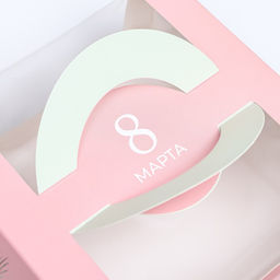 Коробка под бенто - торт с окном «С 8 марта!», 14×14×8 см