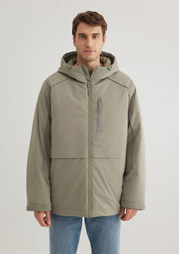 Kapusonlu Haki Ceket - Mavi фото 7