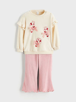 K?z Bebek Sweatshirt ve Tayt Pantolon 2li