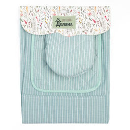 Кухонный набор Полосы фартук 60х70см, прихватка 20х20см, варежка 12х15см, цвет зеленый, 50%п/э, 50%хл - Доляна фото 7