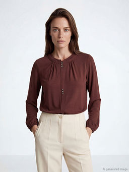 Bisiklet Yaka B?zg?l? Bluz