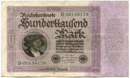 Банкнота 100000 марок 1923 года Германия